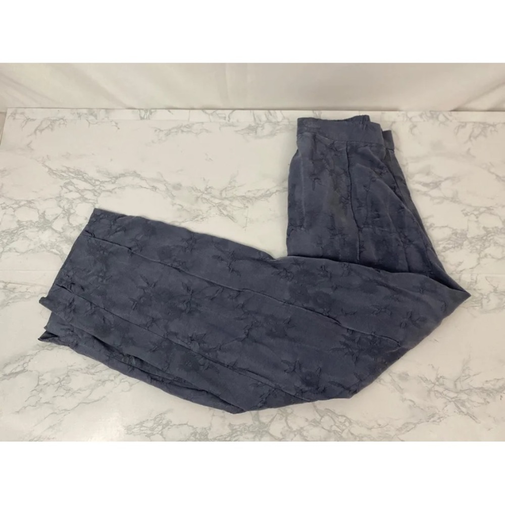 Vtg Lucia Lukken Tiered Print Floral Elastic Waist Pants Womens 8 Blue Sueded B1